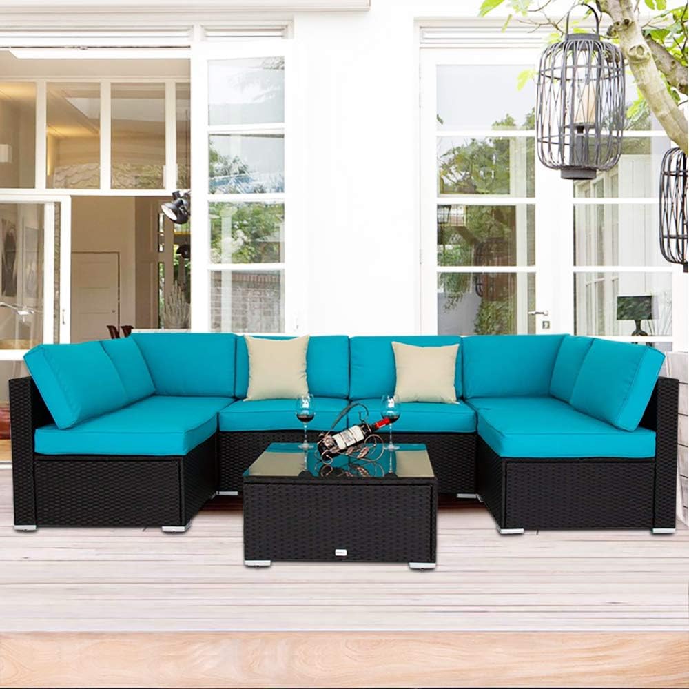 Best 7pc rattan wicker sofa chair patio furniture set sectional garden outdoor couch