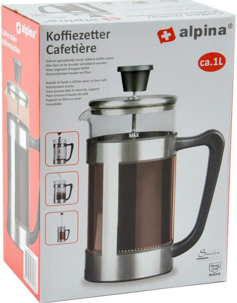 Cafetière - 1l - 8 Coffee - Stainless Steel/Glass/Plastic, Silver (Ss), 16.5 x 10 x 21.5 cm - Image 3