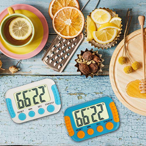 Classroom Or Meeting Timers for Kids and Teacher Digital Kitchen Timer, Count-Up & Count Down for Cooking Baking Sports Games Office Study (1 White 1 Blue)