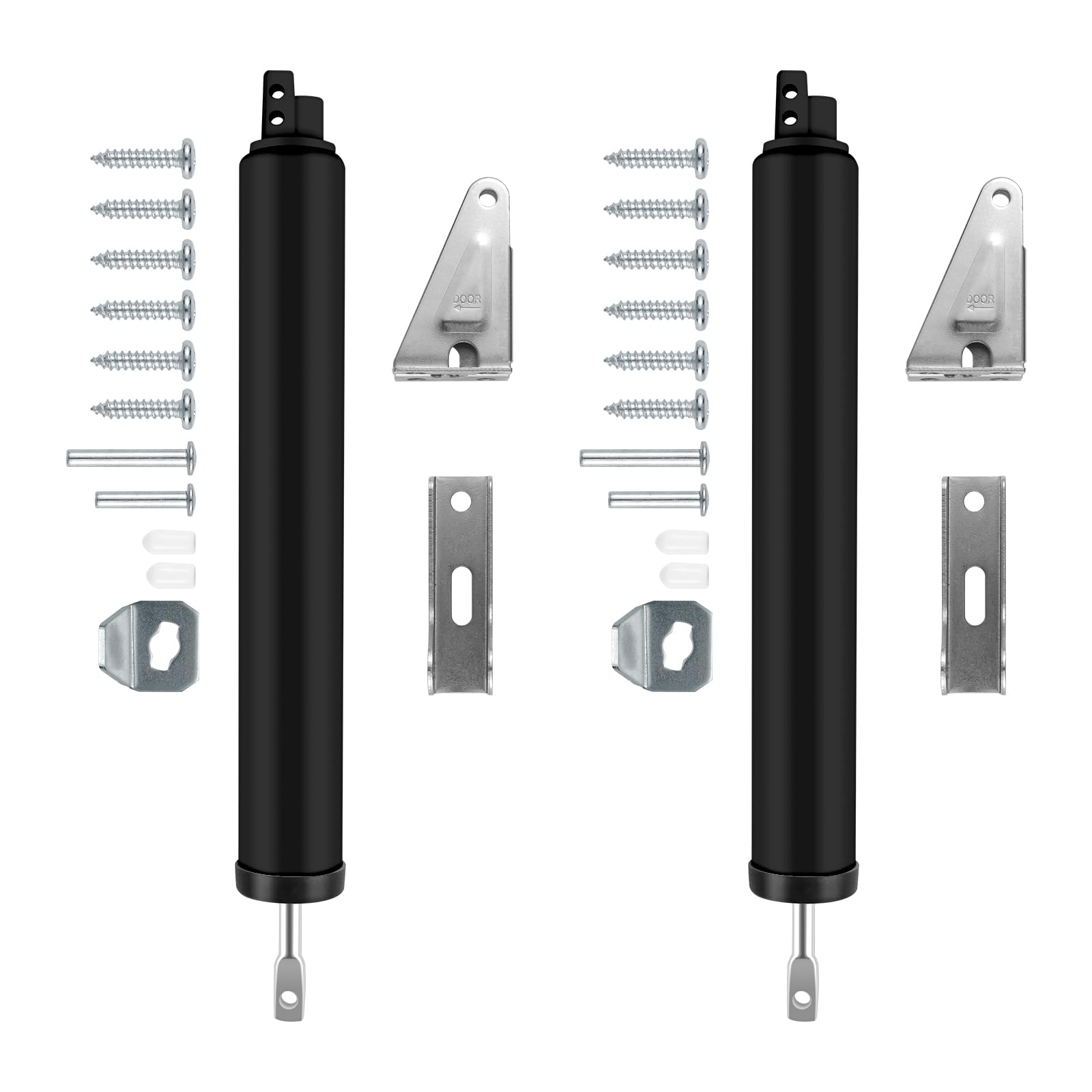 Photo 1 of 2 PCS Screen and Storm Door Closer Kit, Heavy Duty Pneumatic Screen and Storm Door Closer, Screen and Storm Door Push Button Latch Set Replacement Kit, Adjust Smooth Closing Speed (Black)