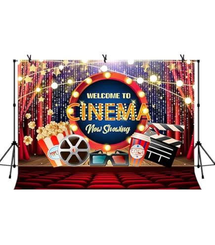 Withu 7x5ft Popcorn Backdrop - Movie Night Photography Background For Parties & Events