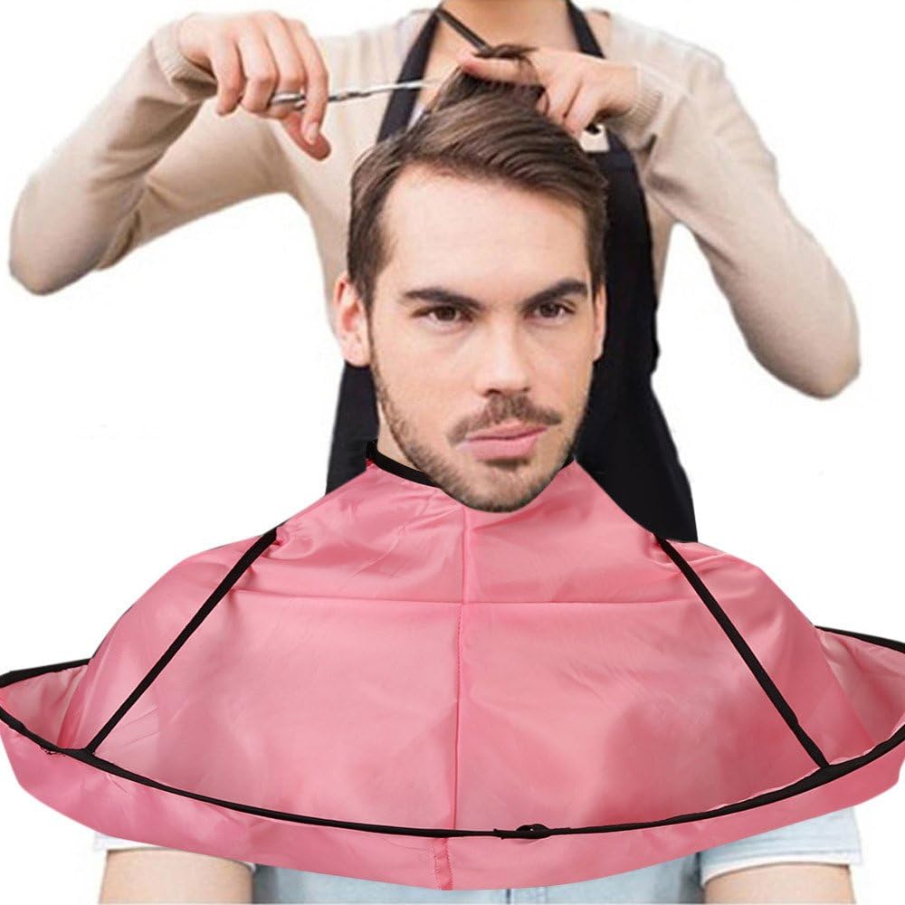 Professional Hair Cutting Cape Hair Cutting Cloak Hair Catcher for Adult Barber Hairdressing Kit, Easy To Collect The Hair, for Salon Barber and Home Stylists Using (Pink)