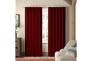 Magic Drapes Pinch Pleated Curtains Blackout Curtains for Living Room Bedroom Traverse Blackout Thermal Insulated Room Darkening Window Treatment Panels Set of 2 Cortinas W(35"+35") L95(Burgundy)