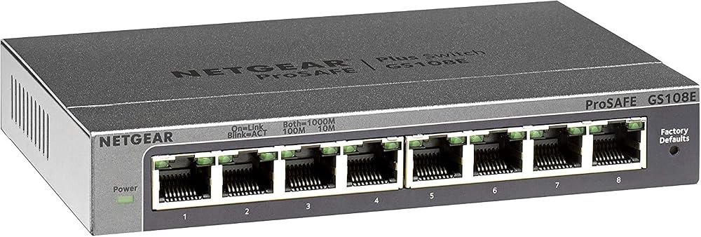 NETGEAR GS108E 8 Port Gigabit Ethernet Managed Switch Plug and Play