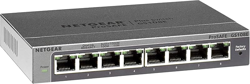 NETGEAR GS108E 8 Port Gigabit Ethernet Managed Switch Plug and Play