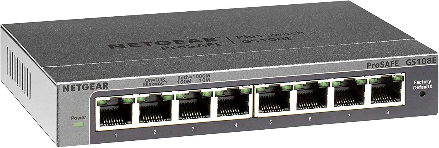 NETGEAR 8 Port Gigabit Ethernet Managed Network Switch (GS108E) - Ethernet Splitter - Ethernet Hub - Plug-and-Play - Silent Operation - Desktop or Wall Mount — image 1
