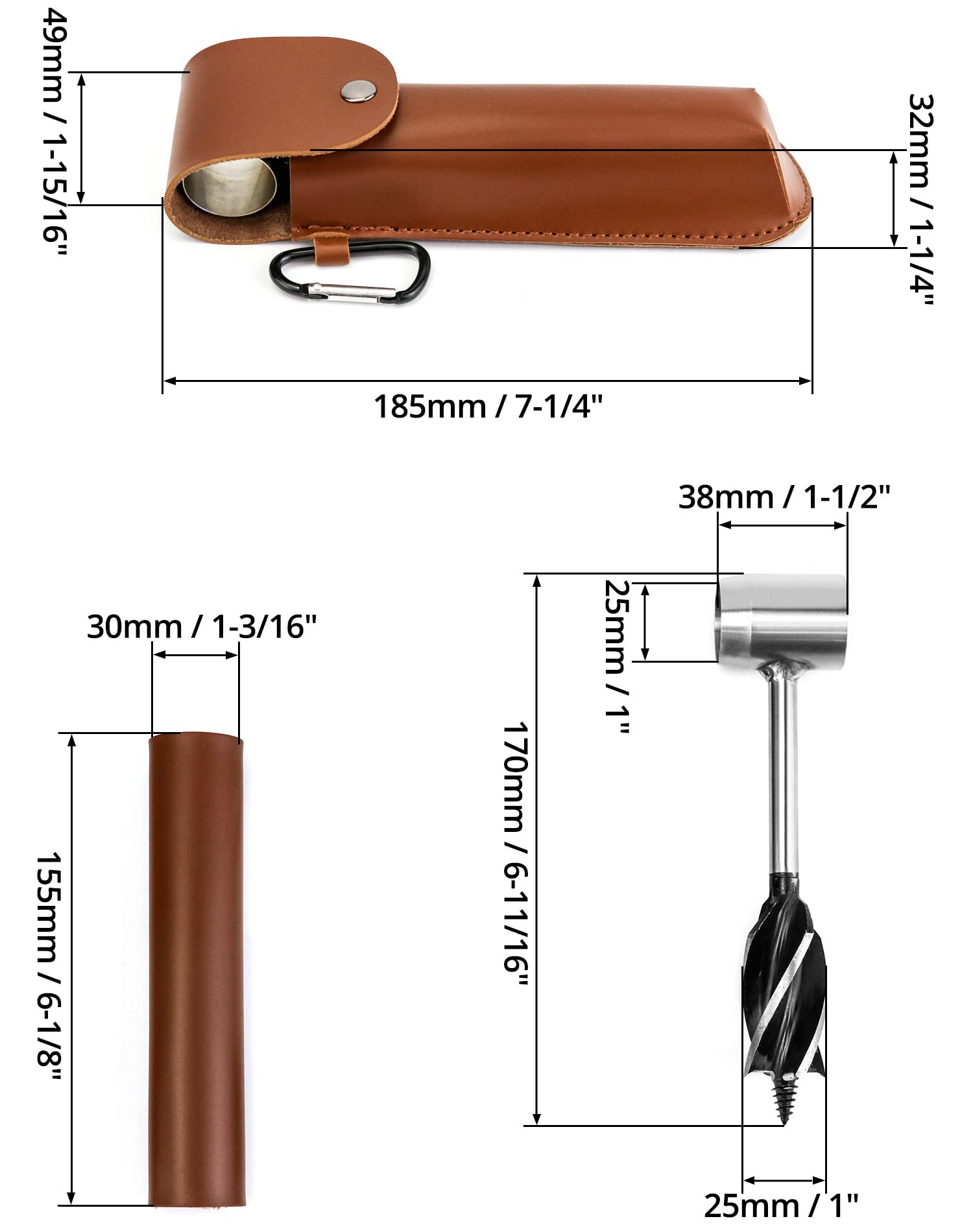 QWORK® Bushcraft Hand drill Survival Settler Tools Gear Wrench Equipment Scotch Eye Wood Drill Nail and Hand Hole Punch for Camping, Bushcraft and Outdoor Backpacking
