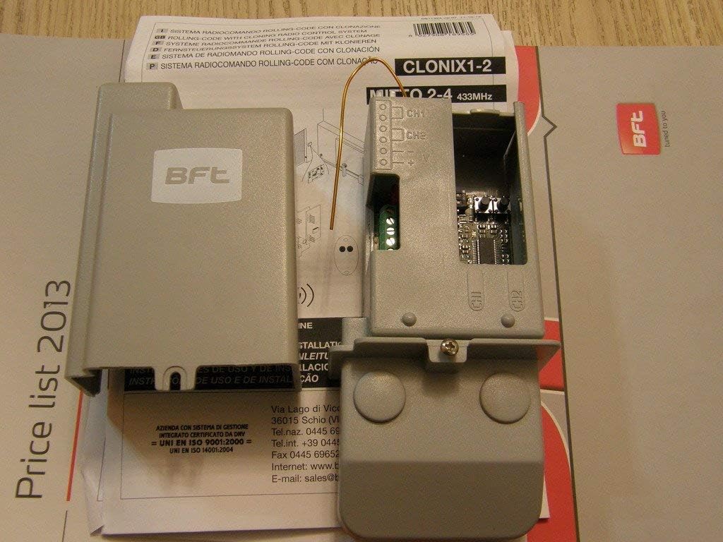 BFT Clonix 2E Receiver 2 Channel 433.92MHz 12-24V AC/DC (for Mitto Kleio, Trc Garage Gate Remotes), black/white/silver - Image 3