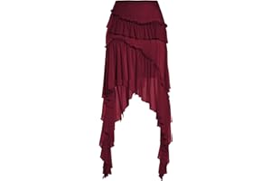 Verdusa Women's Boho Asymmetrical Ruffle Skirt Flowy High Waist Western Mini Skirt