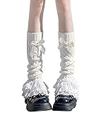 Leoparts Women's Knit Leg Warmers Y2K Bow Lace Trim
