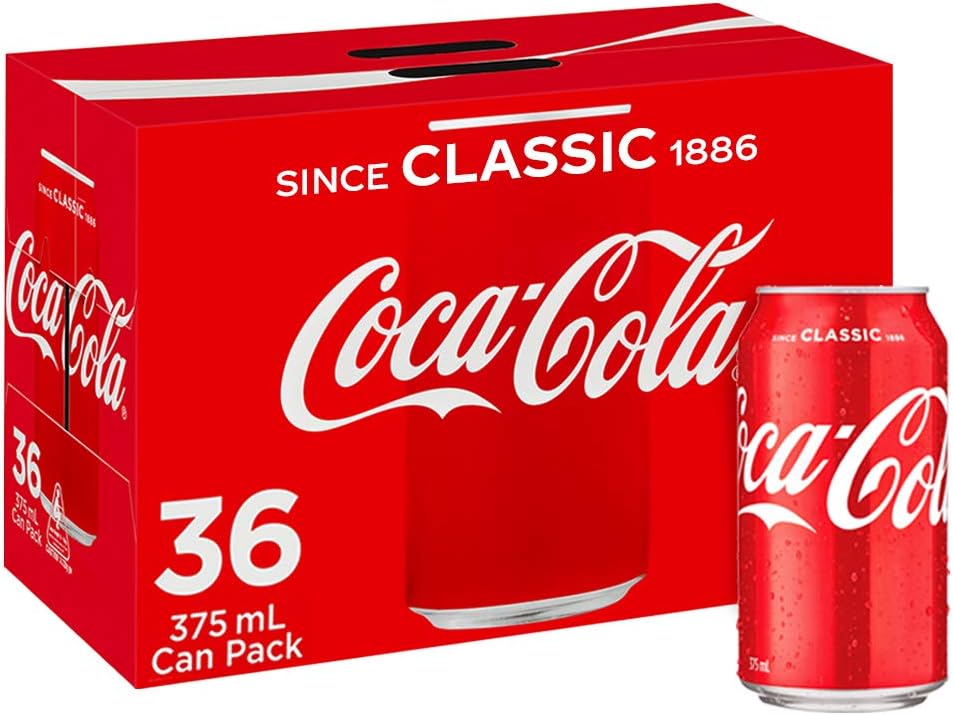CocaCola Classic Soft Drink Multipack Cans 36 x 375mL