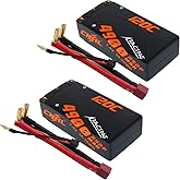 CNHL 2s Shorty Lipo Battery 4900mAh 7.4V 120C Hard Case with 5mm Bullet to T Plug for RC Car Truck Boat Truggy Buggy(2 Packs)