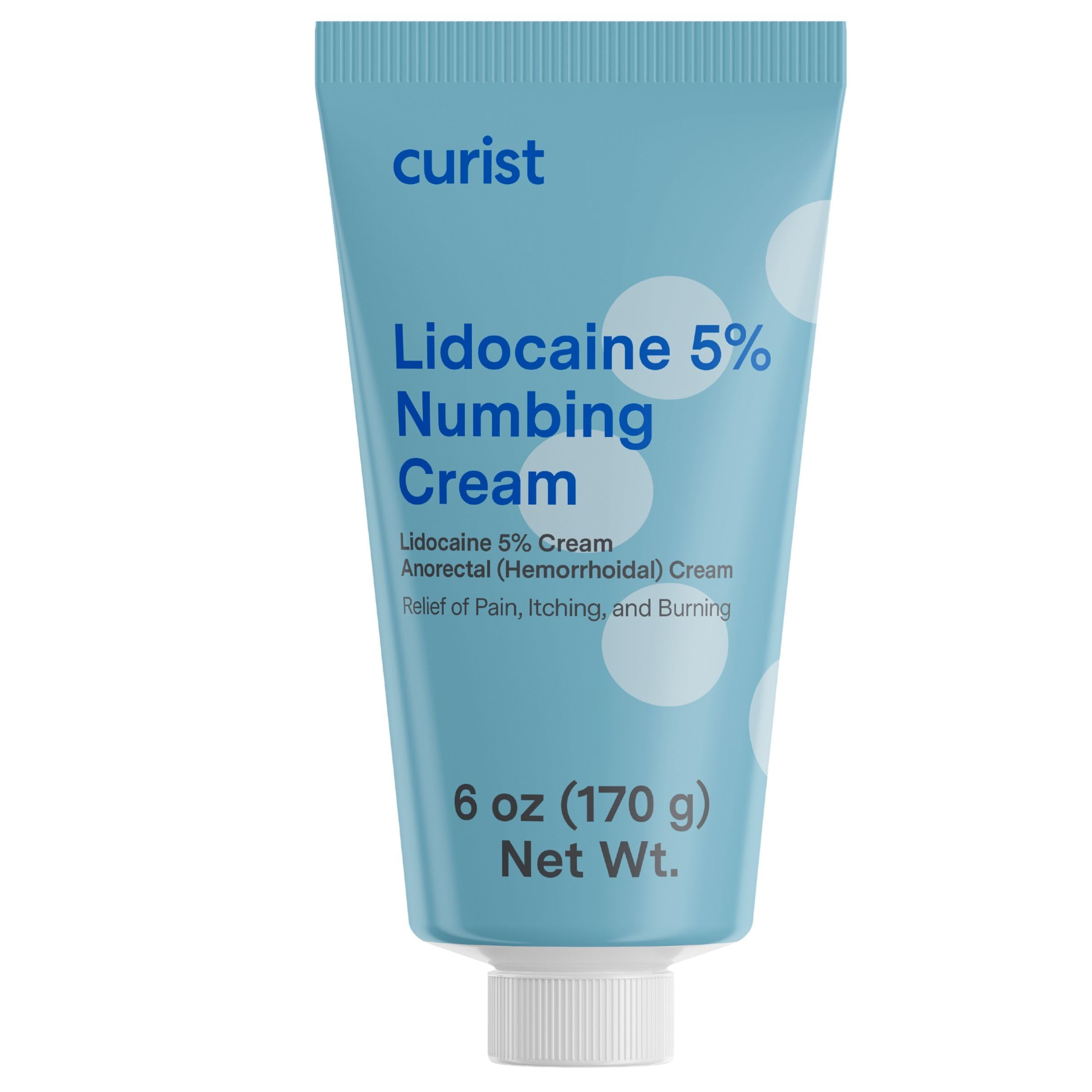 Curist 5% Lidocaine Cream Maximum Strength Topical Pain Relief - 6 oz (170 g) XL Tube - Numb Quickly & Effectively Numbing Formulation - (1 Pack - 6 oz Tube)