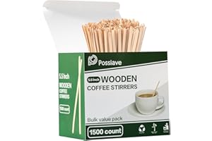 Possiave 1500Coffee Stirrers, 5.5" Wooden Coffee Stir Sticks, Stir Sticks for Coffee Stirrers, Beverage Mixer with Smooth Ends, for Coffee, Tea, Beverage, and Popsicle