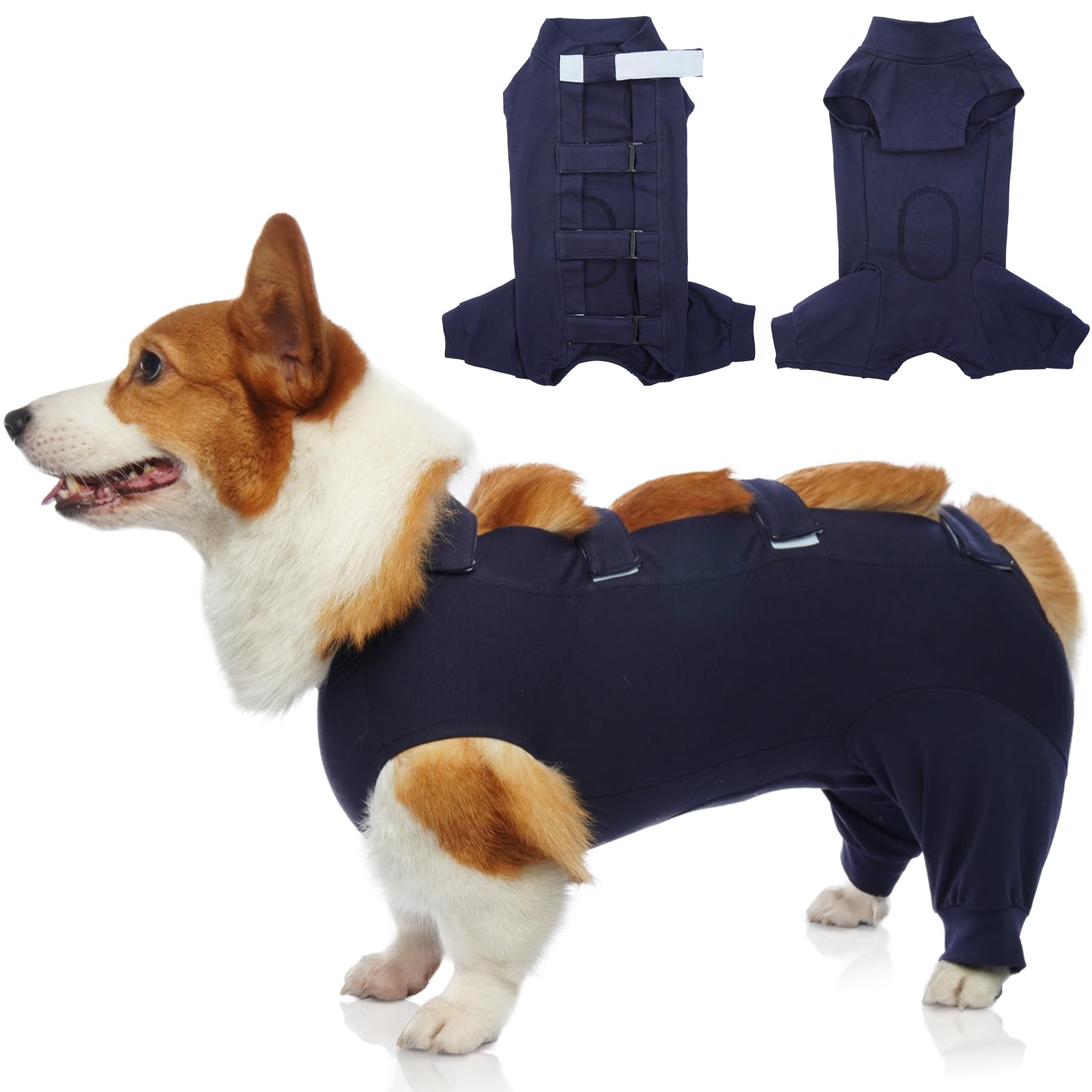 Photo 1 of IECOii Dog Surgery Recovery Suit for Female Or Male Dogs,Post Surgery Dog Onesies for Spay Neuter,Small Dog Surgical Suit for Abdominal Wound and Rear Leg,Dogs E-Collar & Cone Alternative,Small-Blue