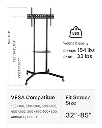 ECOTINY Heavy-Duty Rolling TV Stand for