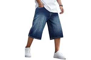 GINGTTO Mens Baggy Jean Shorts Loose Fit Long Denim Shorts Below Knee 15 Inch Inseam