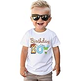 GLIGLITTR Birthday Boy Shirt Toddler Boys Cartoon Graphic Birthday T-Shirts Kids 1st 2nd 3rd 4th 5th 6th Bday Party Gift Tees