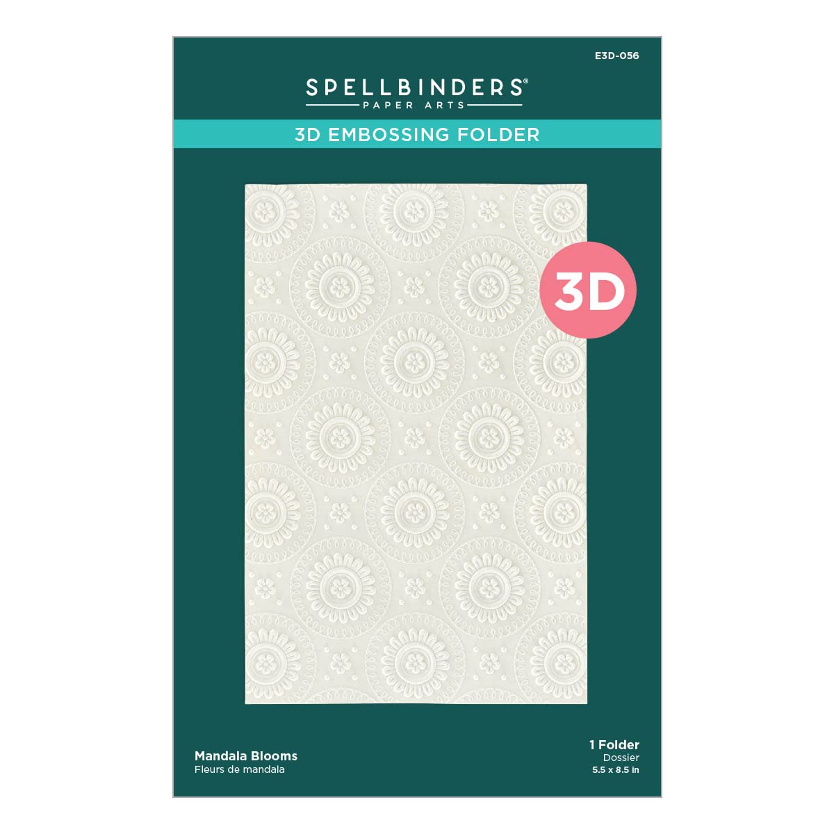 Spellbinders 3D Embossing Folder 5.5"X8.5"-Mandala Blooms