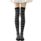 RoseSeek Women's Striped Thigh High Socks Over The Knee Knit Stockings Cosplay Tights