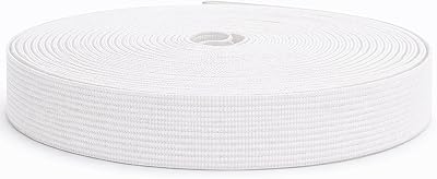 Trimming Shop 32mm Wide Elastic Band 5m White Polyester Rubber Waistband Tape