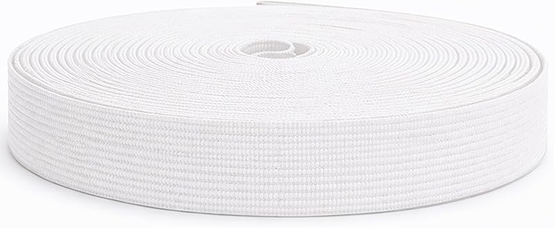 Trimming Shop 32mm Wide Elastic Band 5m White Polyester Rubber Waistband Tape