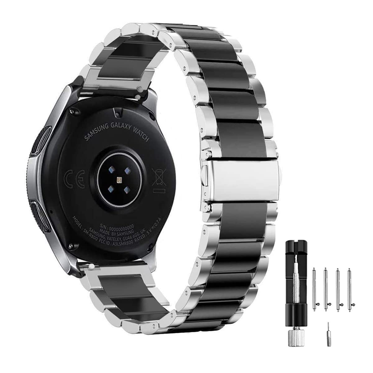 MUENShop 22mm Metal Watch Straps Compatible for Huawei Watch GT 2/3/4 46mm Compatible for Garmin vivoactive 4 45mm Stainless Steel Watch Band