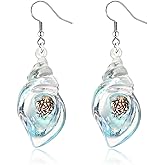 RLHRNDE Shell Conch Earrings for Women Handmade Ocean Blue Acrylic Resin Seashell Conch Dangle Earrings Bohemian Summe Beach Fashion Jewelry Gift