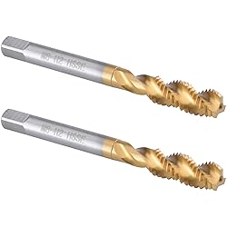 Burkit 2pcs M8 X 1.25 Spiral Flute Tap, HSS