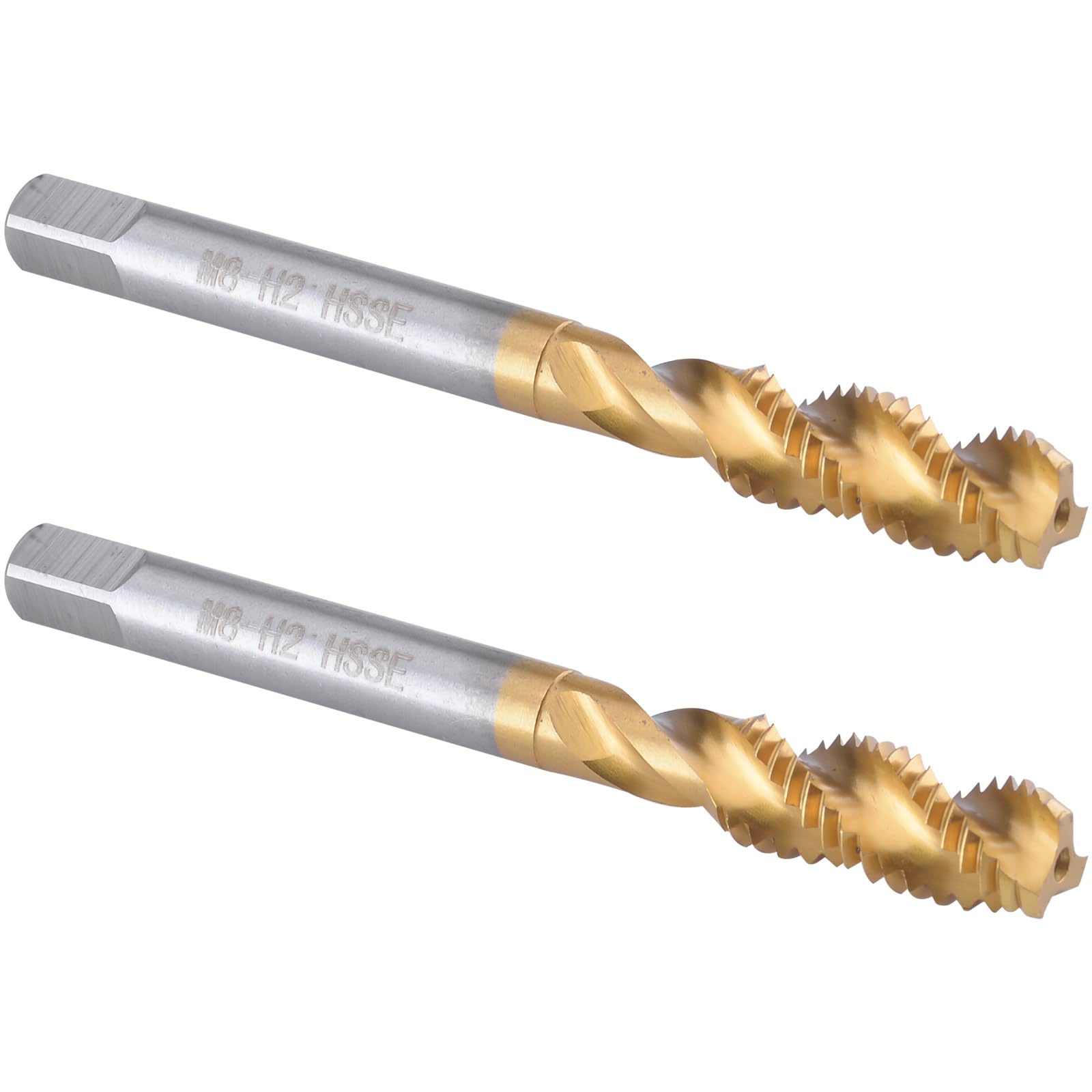Burkit 2pcs M8 X 1.25 Spiral Flute Tap, HSS