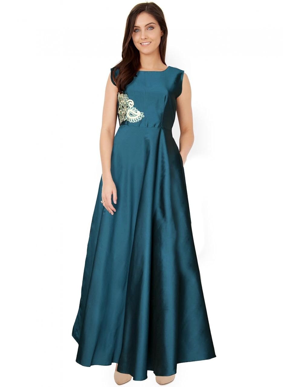 royal export women's a-line long party wear dress