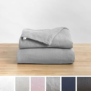 Baloo Removable Duvet Cover for Weighted Blankets - Soft, Premium, Breathable French Linen in Dove Grey Color (42 x 72 Inches)