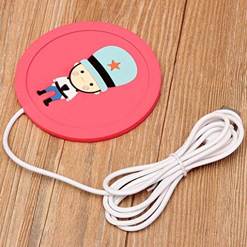 HEART SPEAKER USB Silicone Heat Warmer Heater Milk Tea Coffee Mug Hot Drinks Beverage Cup Mat (Red)