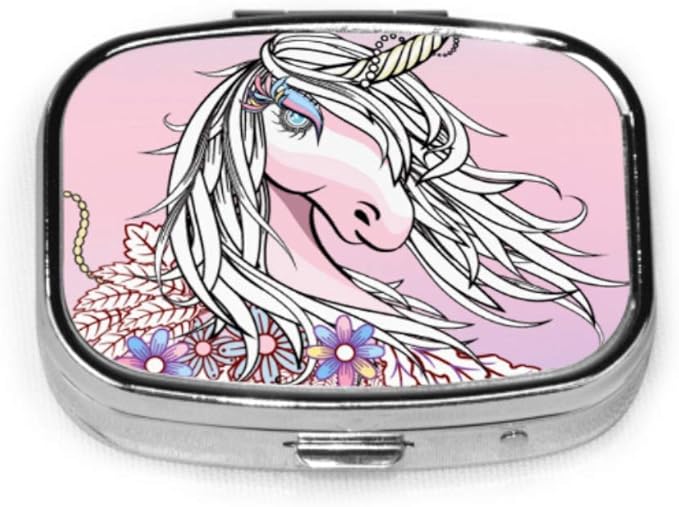 Small Pill Box Fantasy Unicorn Rainbow Cute Pill Case Daily Pill