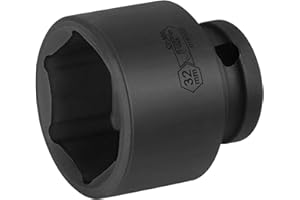 JETECH 1/2 Inch Drive 32mm Impact Socket, Chrome Molybdenum Alloy Steel, 6-Point Hex Shallow Socket for Ratchets, Torque Elec