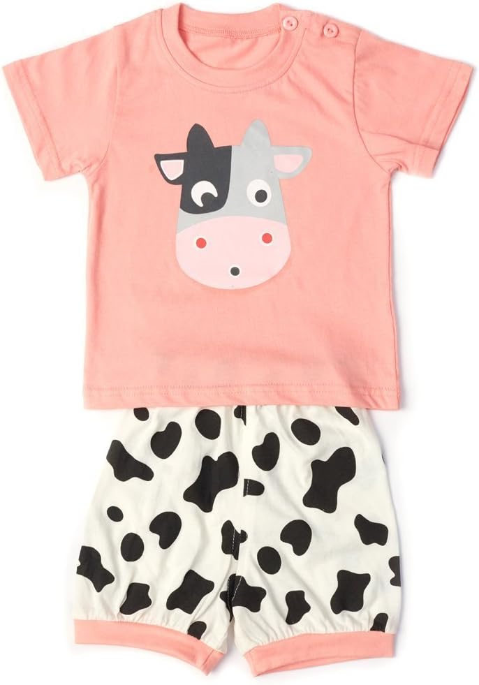 Baby Clothes Sets Infant Outifts Toddler Short Sleeve Shirt + Pants with Animals Dows + Dinasaur