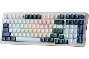 Redragon K686 PRO 98 Keys Wireless Gasket RGB Gaming Keyboard, 3-Mode Win/Mac Mechanical Keyboard w/5-Layer Noise Dampening, Dedicated Knob Control & Hot-Swap in Linear Red Switch, Blue Himmel Color