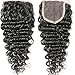 Younsolo Deep Wave Bundles with Closur Brazilian Deep Wave 3 Bundles with 4x4 Lace Closure 8A 100% Unprocessed Brazilian Virgin Human Hair Free Part Human Hair Extensions(12 14 16+10, Natural Color)