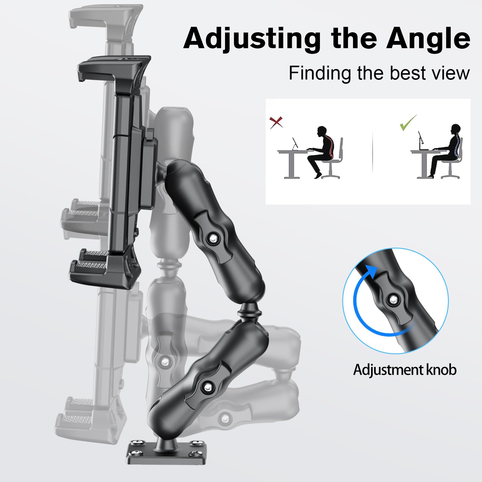 OHLPRO Tablet Mount for Truck - Heavy Duty Drill Base - Tablet Holder for Car Dashboard, iPad Holder for All 5