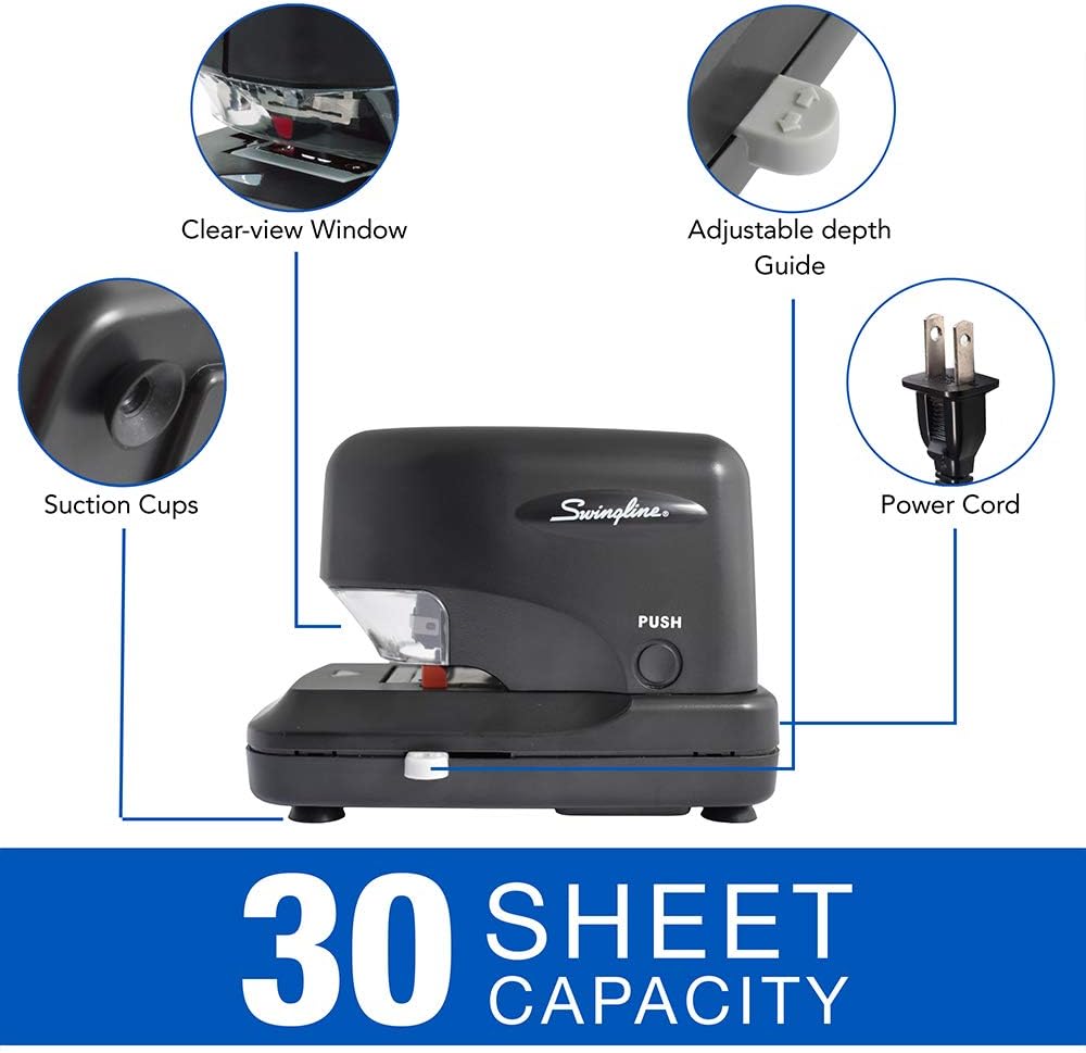 Swingline Electric Stapler, High Volume, 30 Sheet Capacity, Jam Free Stapling, Includes 5000 Staples, Black (69008) : Office Stapler Products : Office Products
