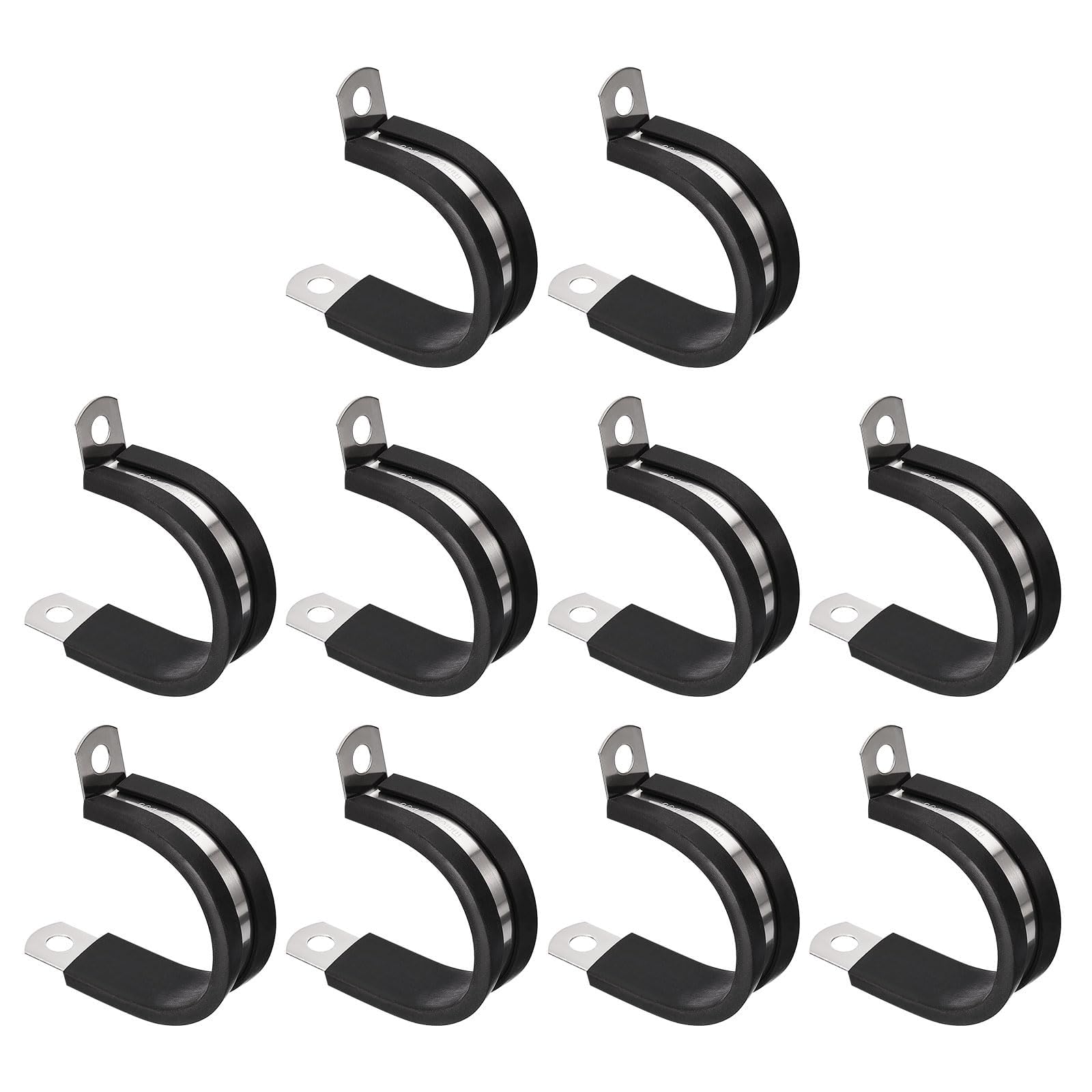 Unifizz 20Pcs 1-3/16 Inch(30mm) Cable Clamp, Rubber Cushioned Insulated Clamp 304 Stainless Steel R Shape Bracket Metal Hose Clamp Tube Holder for Pipe Wire Tube
