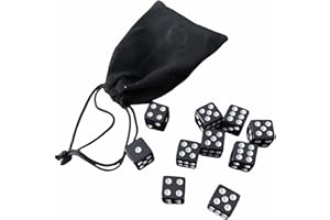 Pack of 10 Dice Set Black and White 14mm for Board Games and Dice Games (Black New)