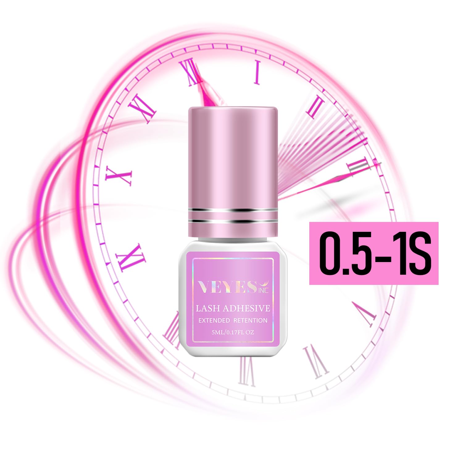 VEYES INC Eyelash Extension Glue - 0.5-1 Sec Drying (0.17fl.oz / 5ml)/Up to 8 Weeks Retention/Black Adhesive Salon Use for Lash Tech