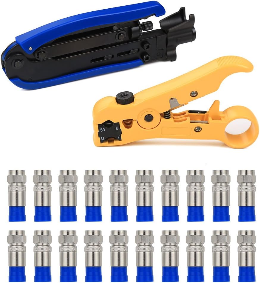 Coaxial Compression Tool, KISENG Coax Cable Crimper Kit Adjustable RG6