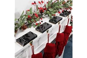 Fonder Mols Christmas Stocking Holders for Mantle, Heavy Deauty Xmas Fireplace Hanger Hooks Metal Grips Clips (4, Black Marble)