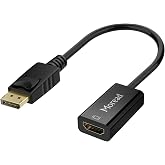 Moread 4K DisplayPort to HDMI Adapter, Male to Female, Black | One-way from Display Port (DP) source (computer, desktop, laptop) to HDMI display (monitor, projector, TV); passive design