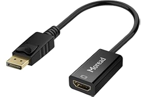 Moread 4K DisplayPort (DP) to HDMI Adapter, Uni-Directional Gold-Plated Display Port Computer to HDMI Screen Converter (Male to Female) Compatible with HP, Dell, Lenovo & More, Passive - Black