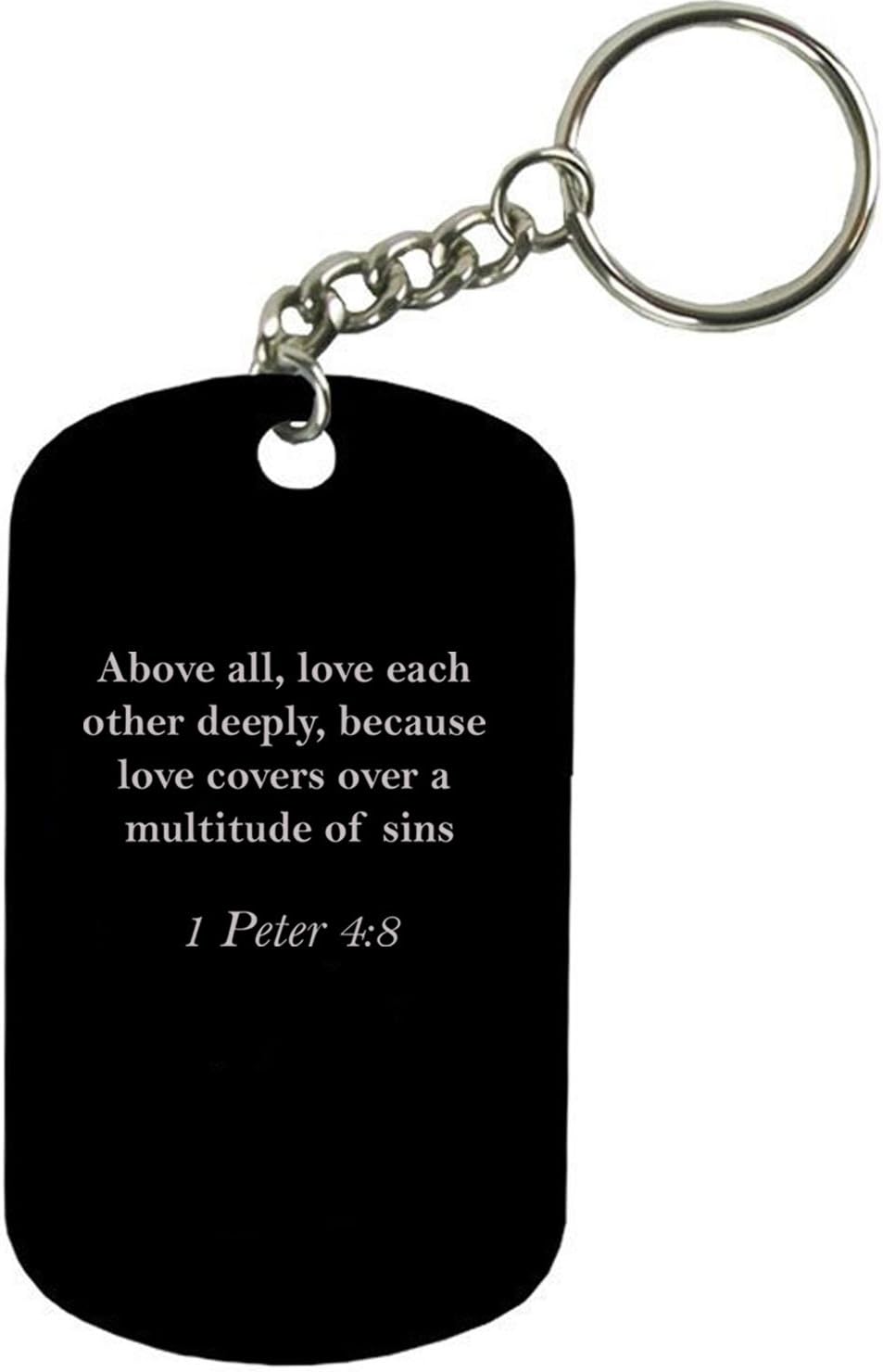 ford keychain amazon on Amazon Com Personalized Engraved Custom 1 Peter 4 8 Bible Verse 2 Inch Colored Anodized Aluminum Customizable Keychain Dog Tag Black Automotive