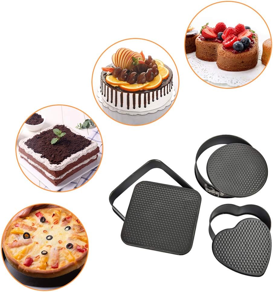 Springform Pan Set 3 Pieces/Set, Heart-shaped & Round &Square pan, Detachable, Non-stick, Baking Chesecake Pans Set for baker and baking enthusiast: Kitchen & Dining