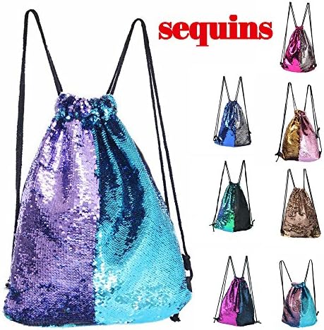 Sequins Bag Mermaid twinkling Backpack Drawstring Backpack Packsack Bling Shining Bag Shoulder Bag For Women &amp;kids?Sport Bag
